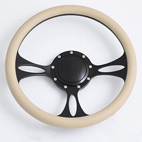 Flashpower 14'' Billet Half Wrap 9 Bolts Steering Wheel with 2'' Dish and Horn Button(White) in Saudi Arabia