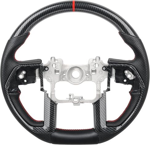 عجلة قيادة بيانو سوداء لسيارة Toyota Tundra 2014-2021، Tacoma 2012-2023، 4Runner 2010-2024، Sequoia 2014-2022، شكل دائري على طراز OEM، مقبض جلد أسود لامع وناعم in Kuwait