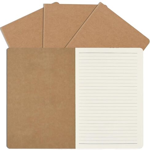 A5 Kraft Notebooks Bulk, Lined Paper Journaling Notebooks, Notebooks for Work, Journal notebooks for kids, Composition Notebooks for School， 60 Pages ，8.3x5.5 Inches (4 Pack) in Saudi Arabia