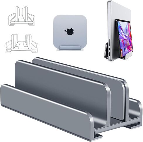 Aluminum Vertical Laptop Stand Holder for Desk Compatible with MacBook Pro, MacBook Air, Dell, HP, Lenovo, Up to 17.3 inches, Blue-Gray in Saudi Arabia