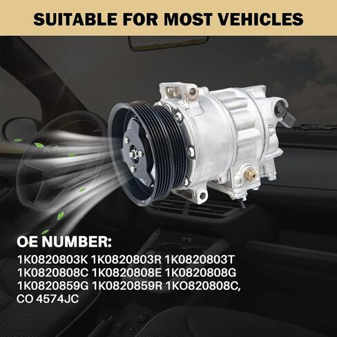 ضاغط مكيف الهواء يناسب جيتا 2.5L 2005-2014، ضاغط تكييف الهواء لفولكس واجن بيتل 2.5L 2006-2017، لأودي TT RS Quattro CO 4574JC 197567 98567 97567 2008688 in Kuwait