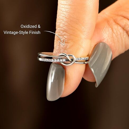 STORYJEWELLERY خواتم الأم والابنة، هدايا للأم والبنات، خاتم عقدة من الفضة الإسترلينية عيار 925 للأم، هدايا عيد الميلاد، مجوهرات مطابقة للأم والابنة in Kuwait