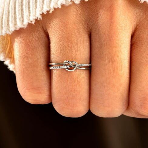 STORYJEWELLERY خواتم الأم والابنة، هدايا للأم والبنات، خاتم عقدة من الفضة الإسترلينية عيار 925 للأم، هدايا عيد الميلاد، مجوهرات مطابقة للأم والابنة in Kuwait