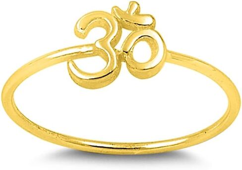 Blue Apple Co. Petite Dainty OM Ring Band Ohm Sign 925 Sterling Silver Choose Color in Saudi Arabia