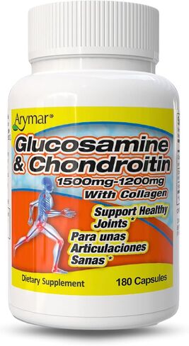 ARYMAR Glucosamine & Chondroitin 1500mg-1200mg with Collagen, Supports Joint Health (180 Caps/Pack of 1) in Kuwait