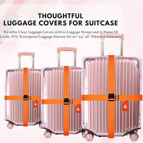 3 Pcs Luggage Protector Suitcase Cover, 20" 24" 28" Plastic Covers, TSA Approved Transparent Waterproof Suitcase Sleeve in Saudi Arabia