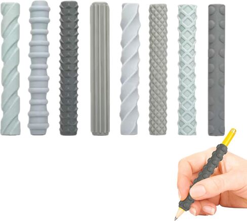 مجموعة مقابض أقلام حسية للأطفال والكبار، أدوات تعليمية من السيليكون لمرض التوحد واضطراب فرط الحركة ونقص الانتباه في الكتابة اليدوية والرسم والتلوين، استخدام مريح لليد اليمنى أو اليسرى (8 قطع) in Kuwait