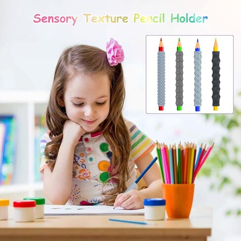 مجموعة مقابض أقلام حسية للأطفال والكبار، أدوات تعليمية من السيليكون لمرض التوحد واضطراب فرط الحركة ونقص الانتباه في الكتابة اليدوية والرسم والتلوين، استخدام مريح لليد اليمنى أو اليسرى (8 قطع) in Kuwait