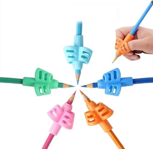 4PCS Children Writing Pencil Pan Holder Pencil Gripper Holder Posture Correction Kids Learning Practise Silicone Pen Aid Grip Posture Correction Device for Students in Saudi Arabia