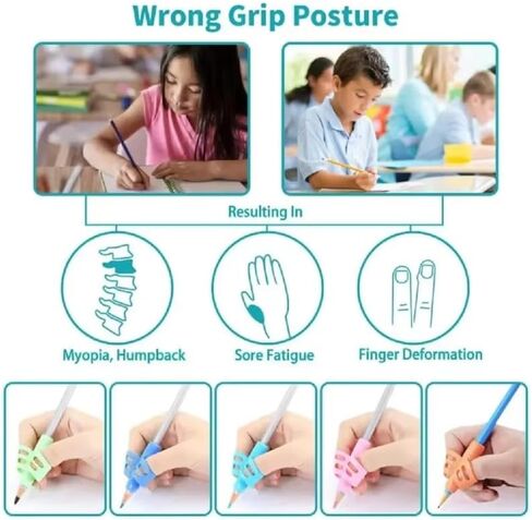 4PCS Children Writing Pencil Pan Holder Pencil Gripper Holder Posture Correction Kids Learning Practise Silicone Pen Aid Grip Posture Correction Device for Students in Saudi Arabia