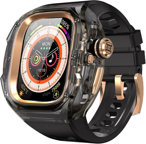 حافظة لساعة ابل الترا 3/2/1 49 ملم، حافظة متينة مع حزام لساعة ابل 49 ملم تصميم مفتوح بنقرة واحدة وغطاء ممتص للصدمات من الدرجة العسكرية للرجال والنساء (أبيض وفولاذ) in Kuwait