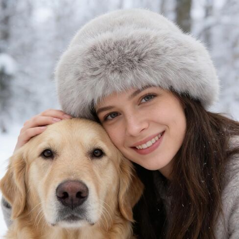 Winter Faux Fur Bucket Hat – Fluffy Furry Winter Hats for Women, Soft Mongolian Grey Bucket Hats for Woman Men in Saudi Arabia