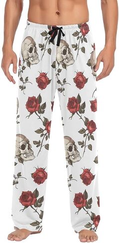 ALAZA Skulls Roses Pajama Pants Mens Lounge Pjs in Saudi Arabia
