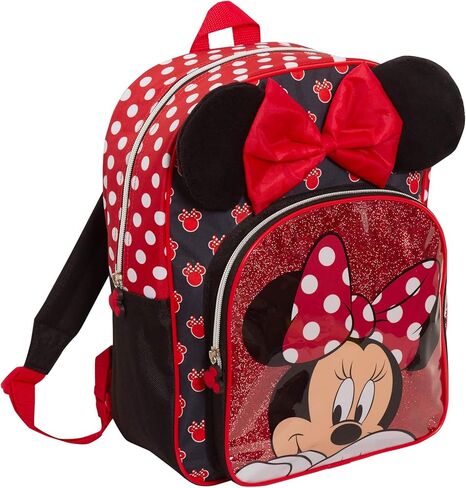 Disney Minnie Mouse Girls Backpack for Kids Luxury School Bag Nursery Rucksack Lunch Book Bag, Black/Red, One Size in Saudi Arabia