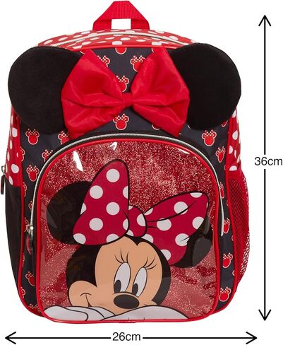 Disney Minnie Mouse Girls Backpack for Kids Luxury School Bag Nursery Rucksack Lunch Book Bag, Black/Red, One Size in Saudi Arabia