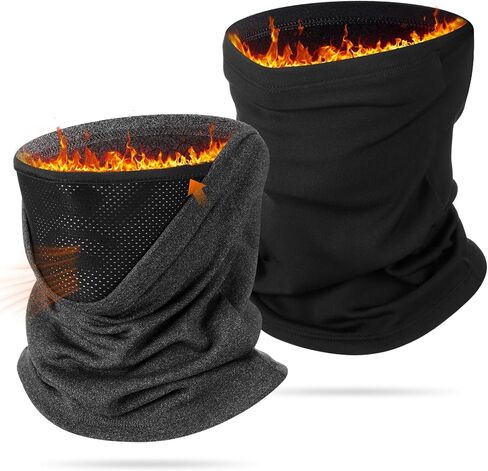 Cuffbow 2 Pack Winter Neck Gaiter Warmer for Men Women Dual-layer Breathable Thermal Neck Warmer Cover Windproof Face Cover Fleece Face Mask Scarf for Cold Weather Sport Outdoorwork Motorcycle Cycling in Saudi Arabia