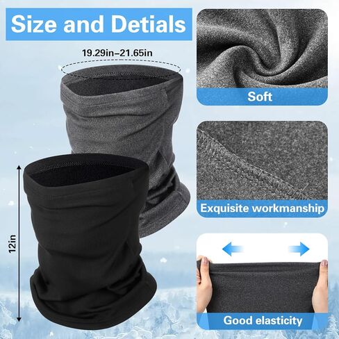 Cuffbow 2 Pack Winter Neck Gaiter Warmer for Men Women Dual-layer Breathable Thermal Neck Warmer Cover Windproof Face Cover Fleece Face Mask Scarf for Cold Weather Sport Outdoorwork Motorcycle Cycling in Saudi Arabia