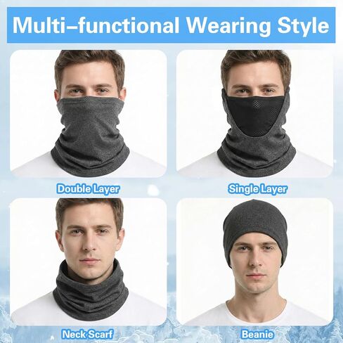 Cuffbow 2 Pack Winter Neck Gaiter Warmer for Men Women Dual-layer Breathable Thermal Neck Warmer Cover Windproof Face Cover Fleece Face Mask Scarf for Cold Weather Sport Outdoorwork Motorcycle Cycling in Saudi Arabia