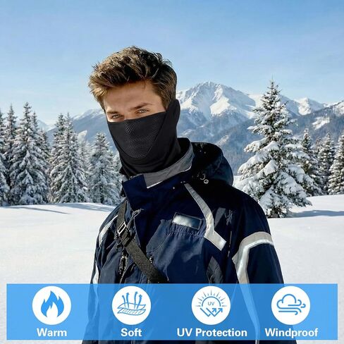 Cuffbow 2 Pack Winter Neck Gaiter Warmer for Men Women Dual-layer Breathable Thermal Neck Warmer Cover Windproof Face Cover Fleece Face Mask Scarf for Cold Weather Sport Outdoorwork Motorcycle Cycling in Saudi Arabia
