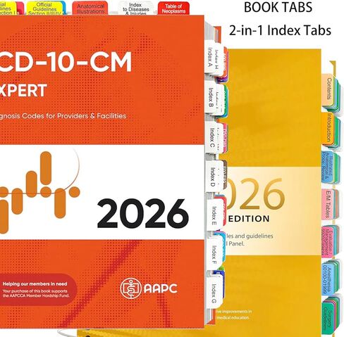 علامات تبويب فهرس جديدة مطورة لإصدار CPT 2026 وICD-10-CM 2026 AAPC، وعلامات تبويب الكتب الكاملة، وعلامات تبويب الكتب المرمزة بالألوان والمغلفة مع علامات الصفحة، ودليل المحاذاة والإشارة المرجعية (الكتاب غير مضمن) in Kuwait