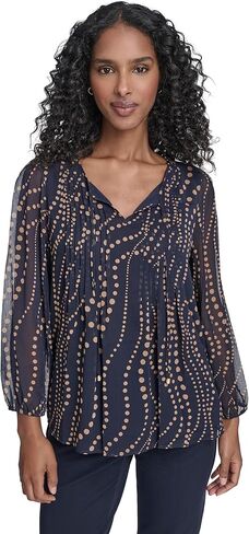 Tommy Hilfiger Women's Long Sleeve Pintuck Popover Work Blouse in Saudi Arabia