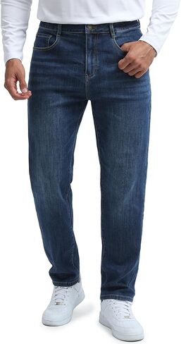 Cotrasen Men's Jeans Regular Fit Stretch Denim Pants Straight Classic Casual Pants in Saudi Arabia