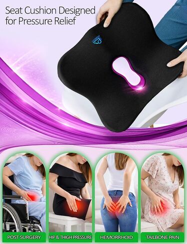 وسادة مقعد من الإسفنج الذكي لتخفيف الضغط، وسادة كرسي مكتب مريحة لتخفيف آلام العصعص وعرق النسا وعظم الذيل، وسادة على شكل كعكة البواسير، وسادة للحمل بعد الولادة، بعد الجراحة in Kuwait