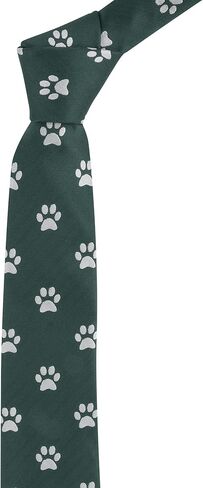 King & Priory Paw Print Dark Green Herringbone Embroidered Tie, Cat, Dog in Saudi Arabia