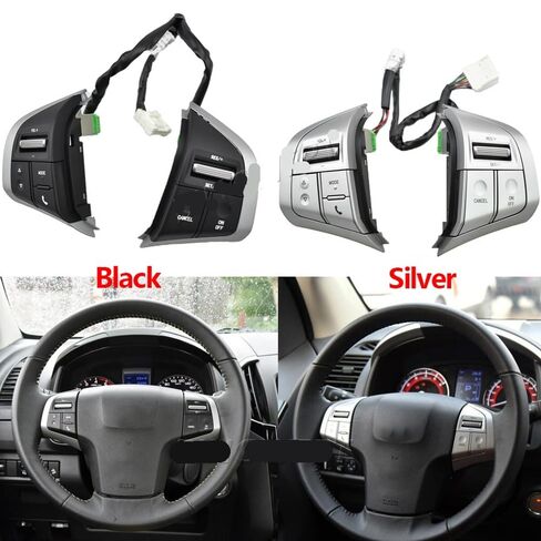 Steering Wheel Mounted Cruise Control Switch Butto Car Cruise Control Switch Steering Wheel Button Audio Media switches/Fit for Chevrolet D-MAX 2019 for Isuzu dmax 2013 Accessories(Sliver-1Set) in Saudi Arabia