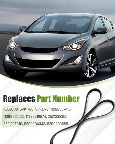 حزام محرك سيربنتين K060700 مناسب لشركة Hyundai Elantra/Kona/Tucson 2015-2021 L4 1.8L 2.0L، رقم الجزء البديل 6PK1780 11288507416 252122E300 8200004342 in Saudi Arabia