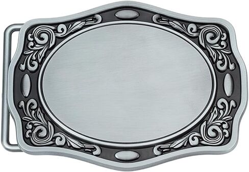 WEBEEDY Western DIY Blank Belt Buckle Vintage Floral Style Belt Buckle Replacement for Western Cowboy Birthday Christmas Party Personalized Decoration Gift, Fits 1-1/2"(38mm) Belt Strap (3.5x2.6 inch) in Saudi Arabia