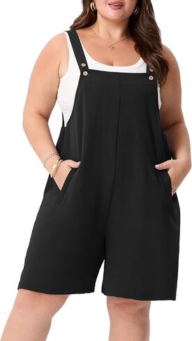 OLRIK Plus Size Rompers for Curvy Women - Comfy Summer Overalls Adjustable Straps & Pockets, Lightweight Short Jumpsuit in Saudi Arabia