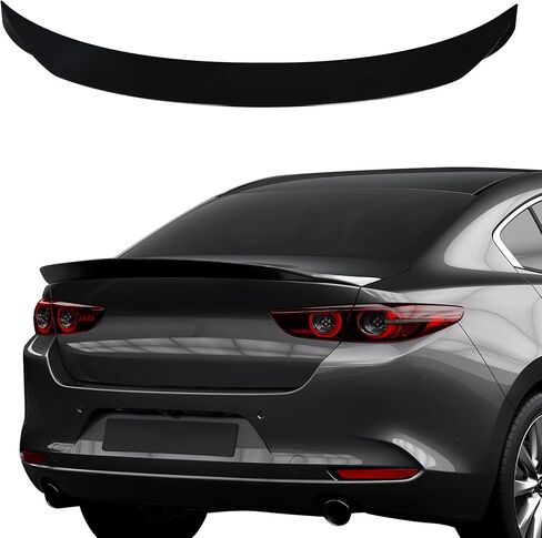 Trunk Lip Spoiler for Mazda 3 2019-2023 Sedan Rear V-Style Spoiler Wing Without Drilling ABS Compatible with Maz-da 3 (Glossy Black) in Saudi Arabia