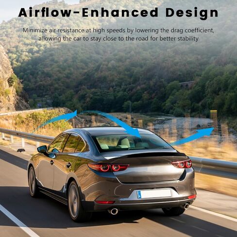 Trunk Lip Spoiler for Mazda 3 2019-2023 Sedan Rear V-Style Spoiler Wing Without Drilling ABS Compatible with Maz-da 3 (Glossy Black) in Saudi Arabia