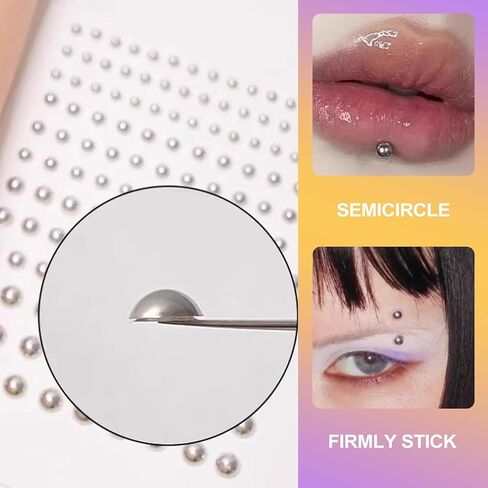 5 Pcs Fake Face Piercings Kit and Faux Lip Rings with Self Adhesive Studs for Eyebrow Snake Bites Nose Lip Ear Non Piercing Accessories for Women Men Cosplay Makeup in Saudi Arabia