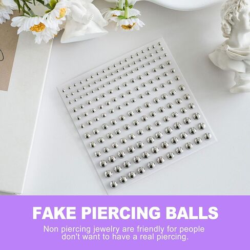 5 Pcs Fake Face Piercings Kit and Faux Lip Rings with Self Adhesive Studs for Eyebrow Snake Bites Nose Lip Ear Non Piercing Accessories for Women Men Cosplay Makeup in Saudi Arabia