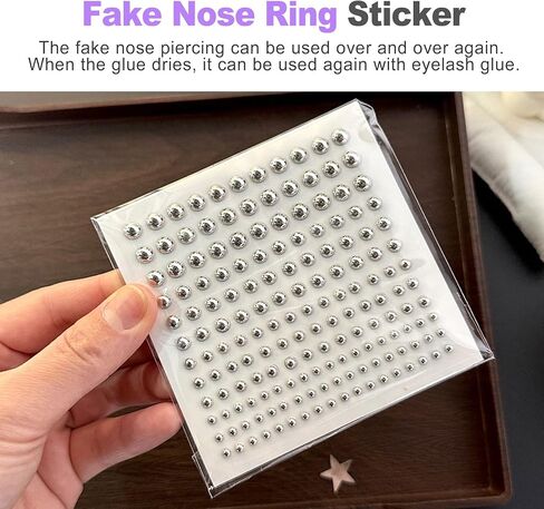 5 Pcs Fake Face Piercings Kit and Faux Lip Rings with Self Adhesive Studs for Eyebrow Snake Bites Nose Lip Ear Non Piercing Accessories for Women Men Cosplay Makeup in Saudi Arabia