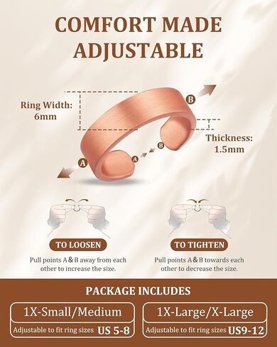 خواتم من النحاس النقي 100% للنساء والرجال (عبوة من قطعتين) — نحاس خام صلب — خواتم مصنوعة يدويًا غير مطلية وقابلة للتعديل ومفتوحة على الطراز التبتي in Kuwait