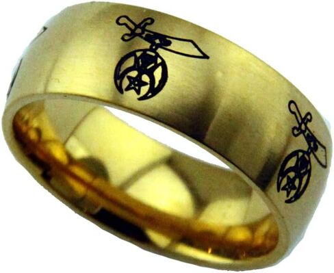 The Quiet Witness T77 Stainless Steel Shriner Band Style Ring Shrine Wedding Scimitar Moon Star Mason Prince Hall in Saudi Arabia