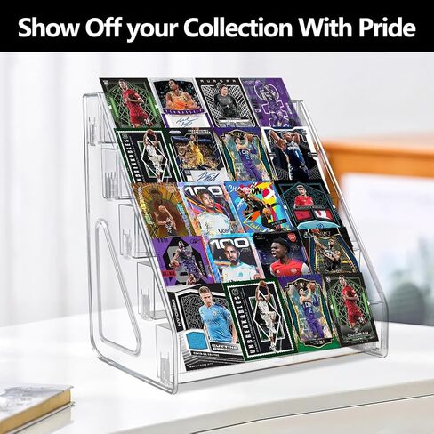 5-Tier Trading Card Display Stand, Card Display Case, Vertical Tabletop Holder for PSA BGS SGC Graded Slabs - Baseball Basketball Sports Cards Showcase with Snap-On Assembly in Kuwait