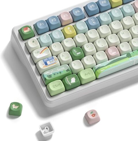 MOA Profile PBT Keycaps, 131 Keys Dye-Sublimation Custom Keyboard Keycaps Cute Rainbow Key caps for Cherry Gateron MX Swithes Mechanical Keyboards in Saudi Arabia