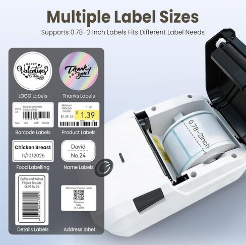 Bluetooth Thermal Label Printer, Portable Label Maker Machine with Tape, Barcode & Small Receipt Printing Mode, USB Wireless, Compatible with Android iOS Windows macOS in Saudi Arabia