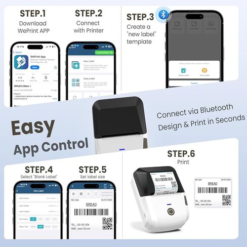 Bluetooth Thermal Label Printer, Portable Label Maker Machine with Tape, Barcode & Small Receipt Printing Mode, USB Wireless, Compatible with Android iOS Windows macOS in Saudi Arabia