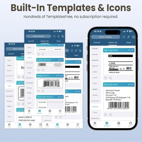 Bluetooth Thermal Label Printer, Portable Label Maker Machine with Tape, Barcode & Small Receipt Printing Mode, USB Wireless, Compatible with Android iOS Windows macOS in Saudi Arabia