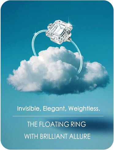 Women's 2ct Sterling Silver Emerald-Cut Solitaire CZ Invisible Ring Hypoallergenic Ideal Birthday Gift for Daily Travel Wear in Saudi Arabia