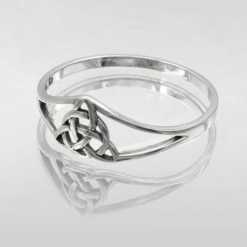 Moonlight Mysteries Celtic Triquetra Ring for Women | .925 Sterling Silver Trinity Knot Ring | Size 4-15 in Saudi Arabia