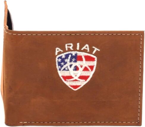 ARIAT BIFOLD WALLET AMERICAN FLAG EMBROIDERED AGED BARK in Saudi Arabia