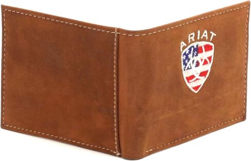 ARIAT BIFOLD WALLET AMERICAN FLAG EMBROIDERED AGED BARK in Saudi Arabia