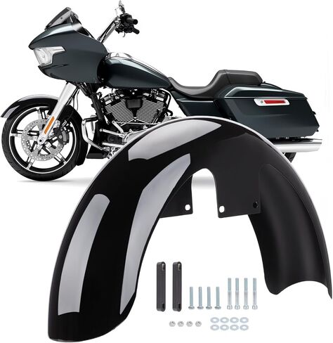19" Motorcycle Front Fender for 130/60 B19 Tire Mudguard, Front Wheels Wrap Mudguard for Harley Touring Road Glide/CVO Road Glide/CVO Street Glide/Street Glide Ultra 2023-2025 (Gloss Black) in Saudi Arabia
