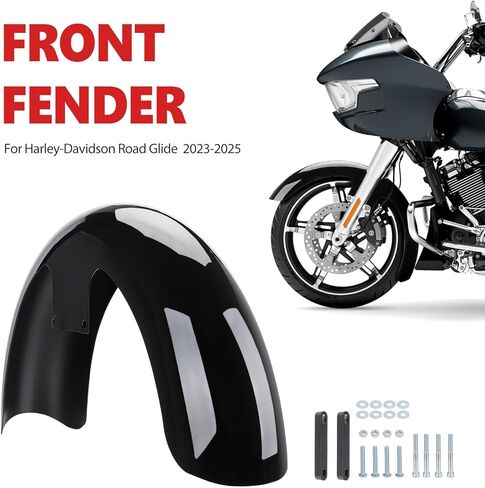 19" Motorcycle Front Fender for 130/60 B19 Tire Mudguard, Front Wheels Wrap Mudguard for Harley Touring Road Glide/CVO Road Glide/CVO Street Glide/Street Glide Ultra 2023-2025 (Gloss Black) in Saudi Arabia